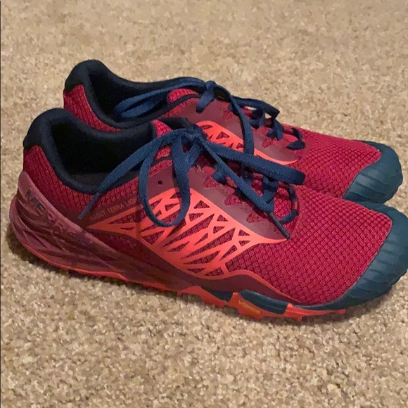 Women's Merrell All Out Terra Light Running Trail Shoe Red - Picture 5 of 7